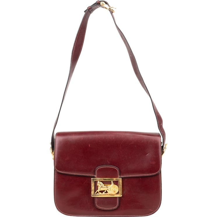 Celine Celine Bordeaux Bocalf Flap Triomphe Shoulder Bag