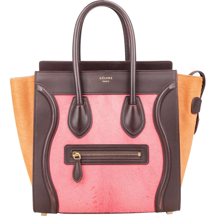 Celine Céline Tricolor Calf Hair Luggage Tote Handbag