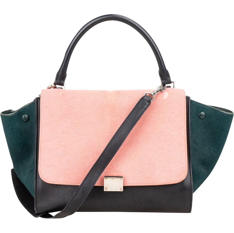 Celine Céline Tricolor Leather Pony Hair Trapeze Handbag