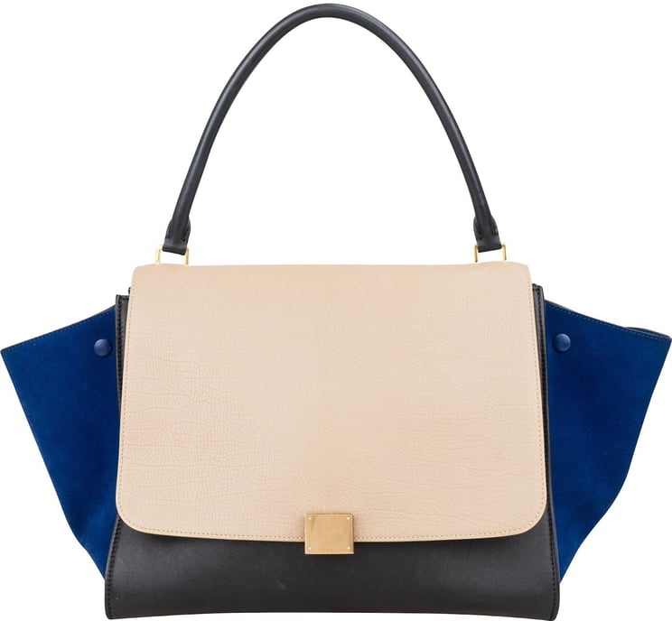 Celine Celine Tricolor Suede and Leather Large Trapeze Handbag