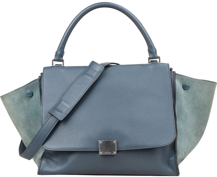 Celine Céline Suede Bicolor Leather Trapeze Handbag