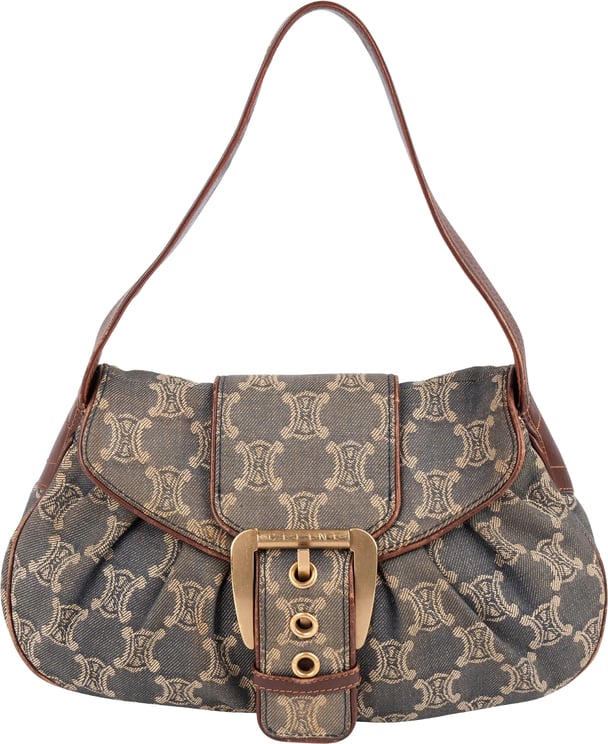 Celine Celine Denim Macadam Monogram Buckle Shoulder Bag