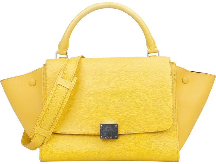 Celine Celine Yellow Grained Leather Trapeze Handbag