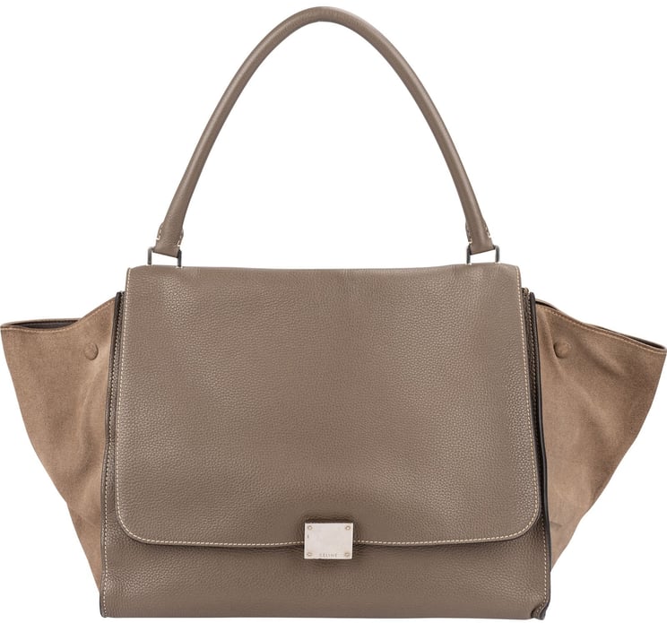 Celine Céline Drummed Leather and Suede Trapeze Handbag