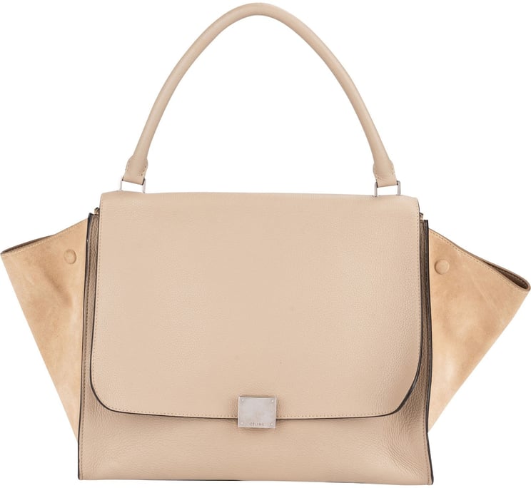 Celine Céline Grained Calfskin Suede Trapeze Handbag