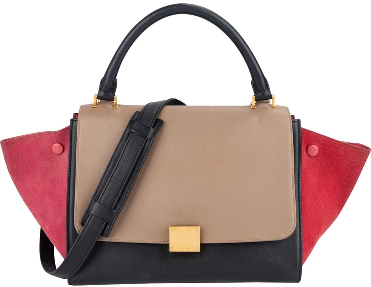 Celine Celine Tricolor Suede Leather Trapeze Handbag