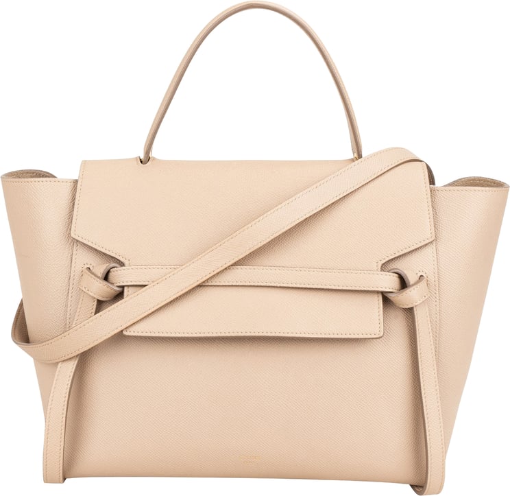 Celine Céline Beige Grained Leather Belt Handbag