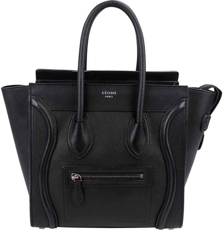 Celine Céline Black Grained Leather Luggage Handbag