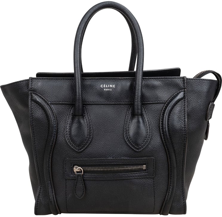 Celine Céline Black Grained Leather Luggage Handbag