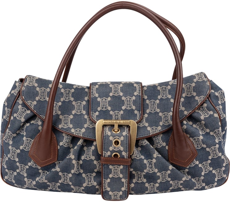 Celine Celine Denim Macadam Monogram Buckle Handbag
