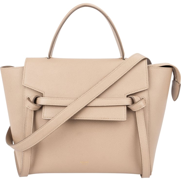 Celine Céline Beige Grained Calfskin Nano Belt Handbag