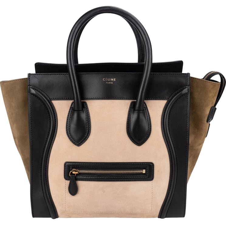 Celine Céline Suede Tricolor Leather Luggage Handbag