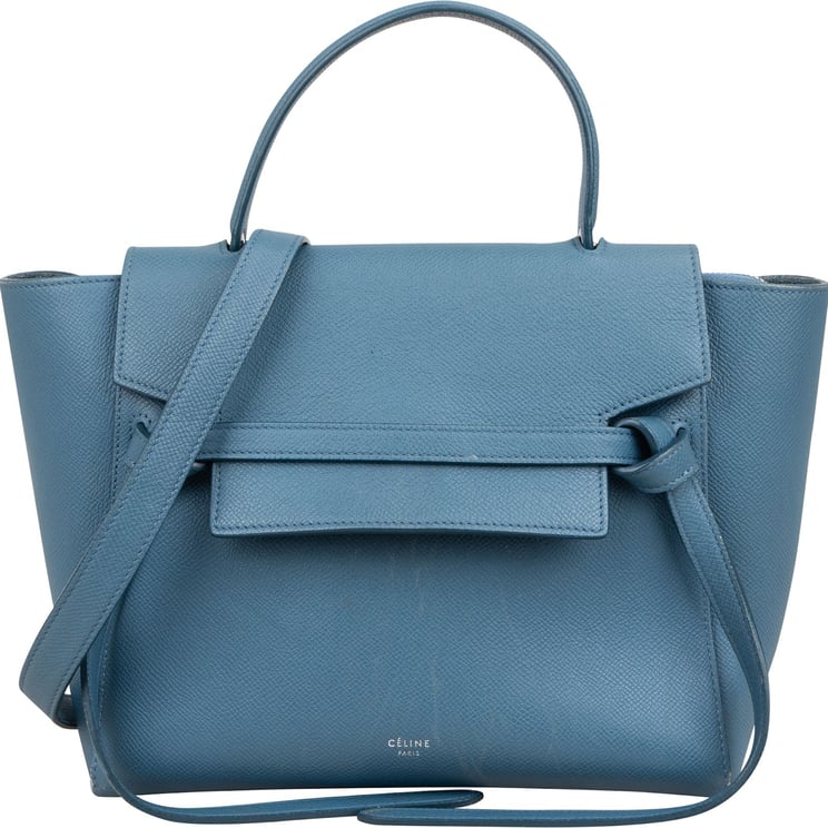 Celine Céline Blue Grained Calfskin Small Belt Handbag