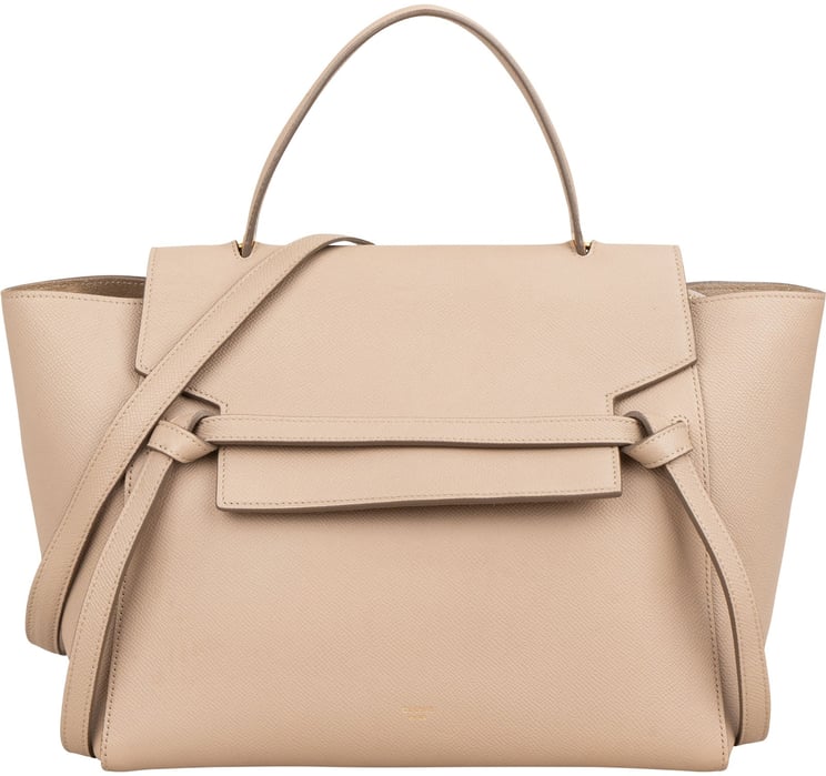 Celine Celine Beige Grained Calfskin Belt Handbag