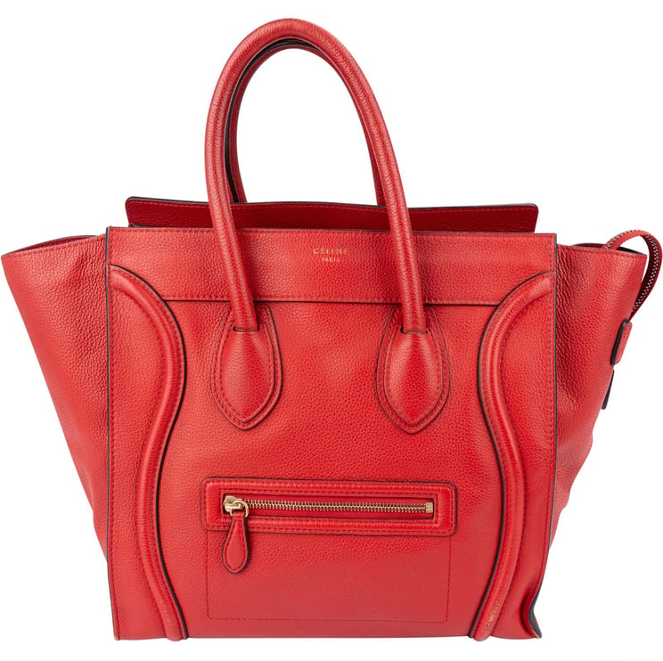 Celine Celine Red Drummed Calfskin Luggage Handbag