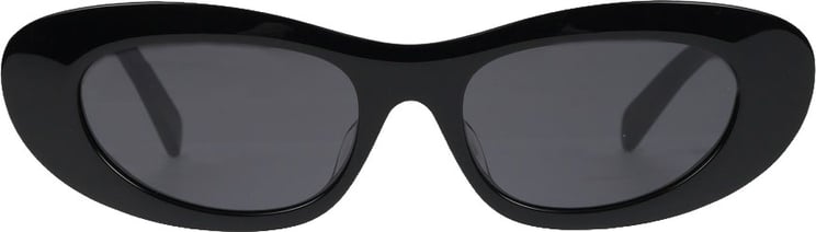 Celine Glossy Black Cat-Eye Sunglasses With Metallic Accents