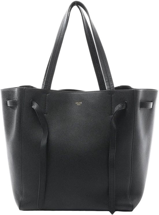 Celine Celine Cabas Phantom Small Leather Shoulder Bag in Black