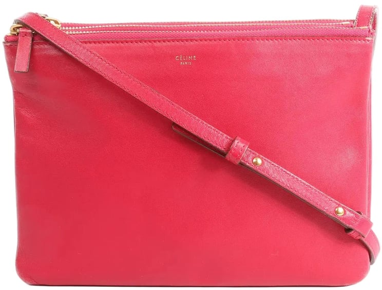 Celine Celine Trio Large Leather Crossbody bag in Pink