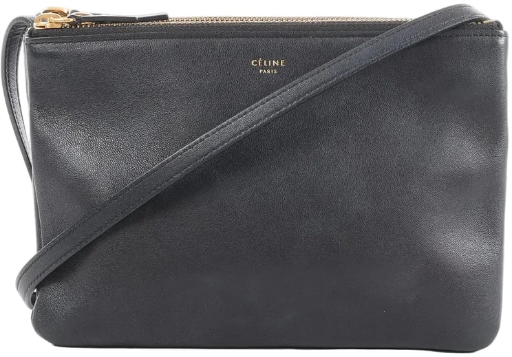 Celine Celine Trio Small Leather Crossbody bag in Black