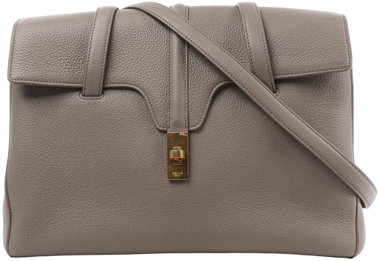 Celine Celine Sac 16 Medium Grained Leather Shoulder Bag in Gray