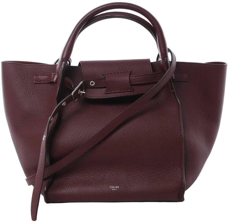 Celine CELINE Big Bag Small Leather 2way Handbag in Burgundy