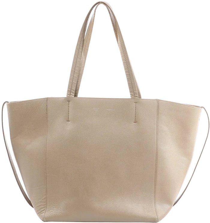 Celine Celine Cabas Phantom Small Leather Shoulder Bag in Beige