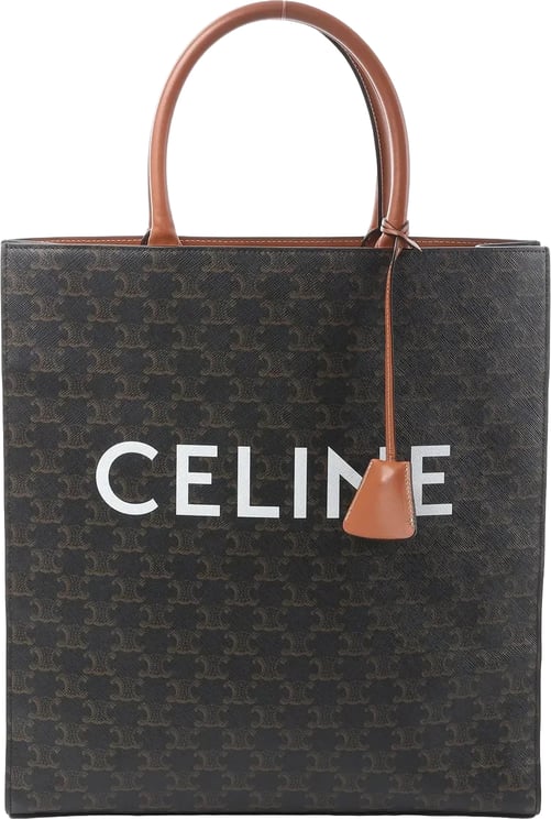Celine Celine Triomphe Vertical Cabas Large PVC x Leather Handbag in Black x Brown
