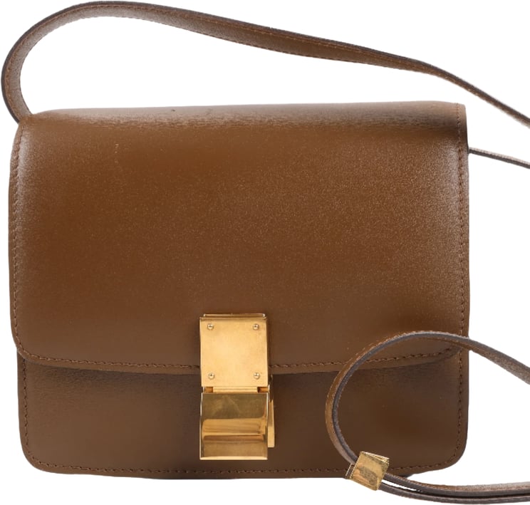 Celine Celine Classic Box Small Leather Shoulder Bag in Brown