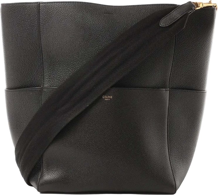 Celine CELINE Seau Sangle Bucket Leather Shoulder Bag in Black
