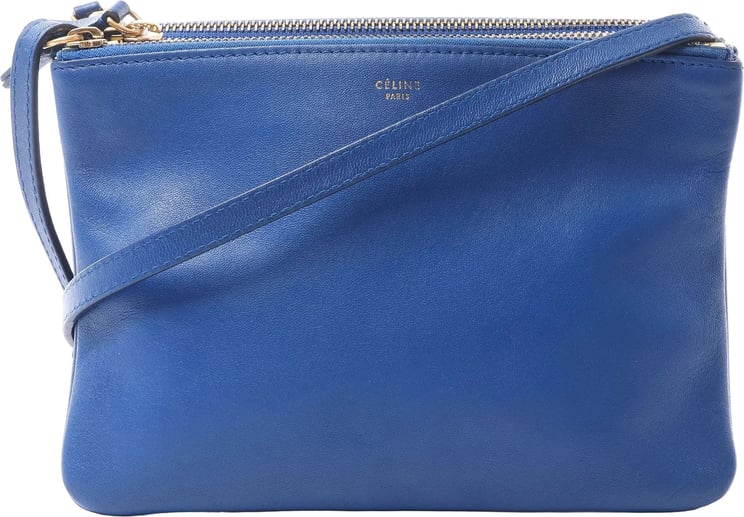 Celine Celine Trio Small Leather Crossbody bag in Blue