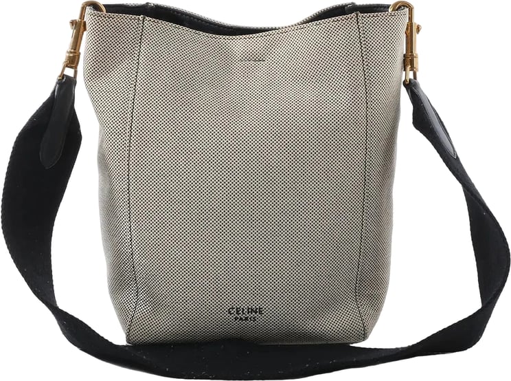 Celine CELINE Seau Sangle Bucket Small Canvas Shoulder bag in Beige x Navy