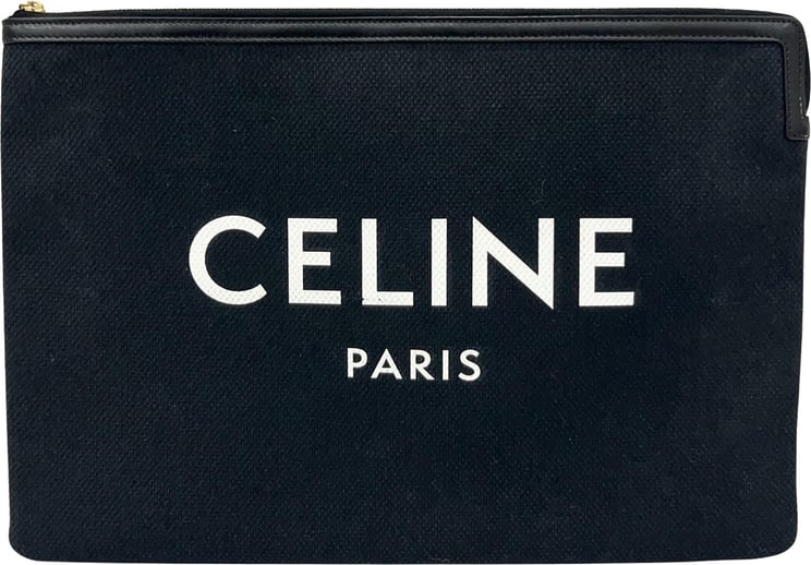 Celine Celine Logo Zip Pouch Floral Jacquard with Leather Small