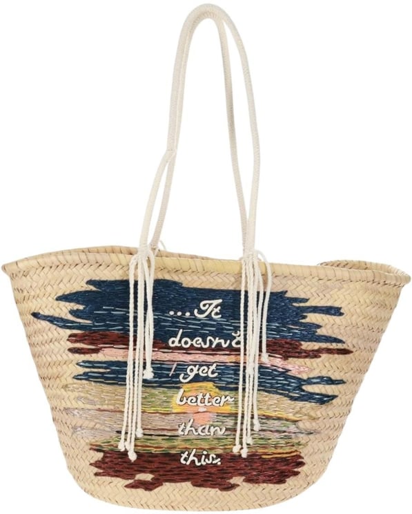 Celine Celine Classic Panier Basket Tote Embroidered Raffia Large