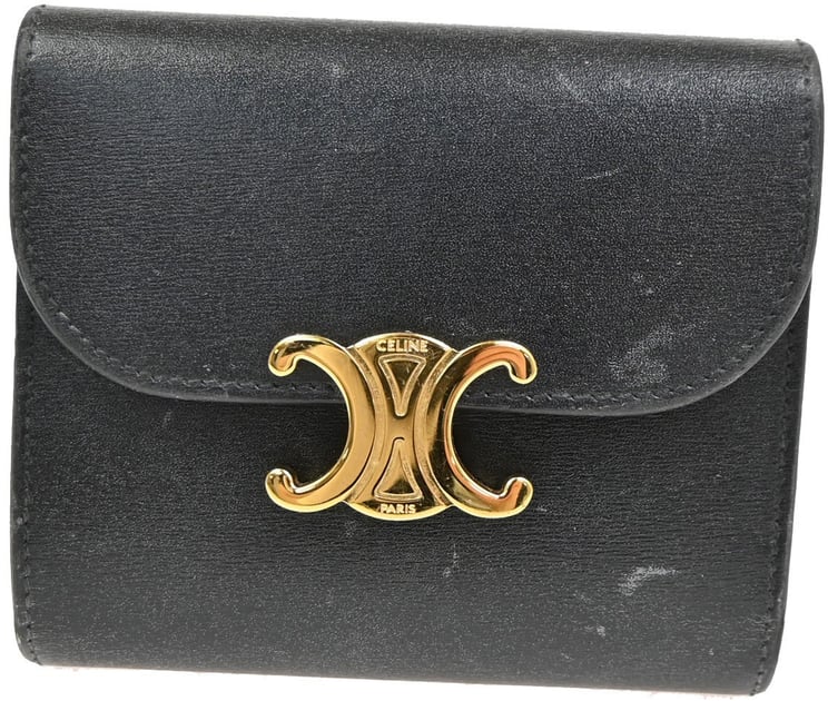 Celine Celine Triomphe Trifold Wallet Leather Small