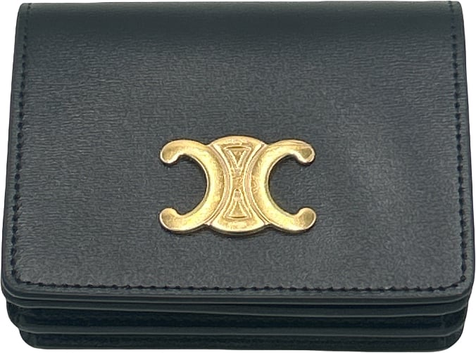 Celine Celine Triomphe Trifold Wallet Leather Small