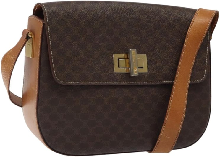 Celine Celine Vintage Convertible Macadam Turnlock Shoulder Bag Canvas and Leather