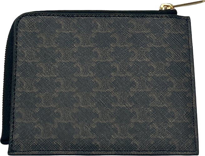 Celine Celine Triomphe Zip Around Wallet Leather Compact