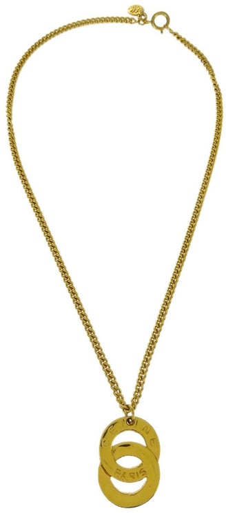 Celine Celine Vintage Logo Circle Pendant Necklace Metal