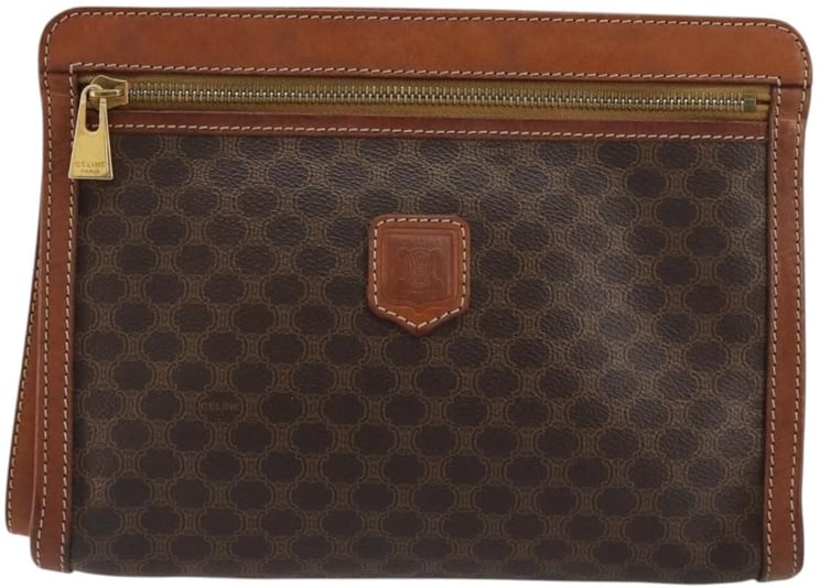 Celine Celine Logo Triomphe Pouch Canvas and leather