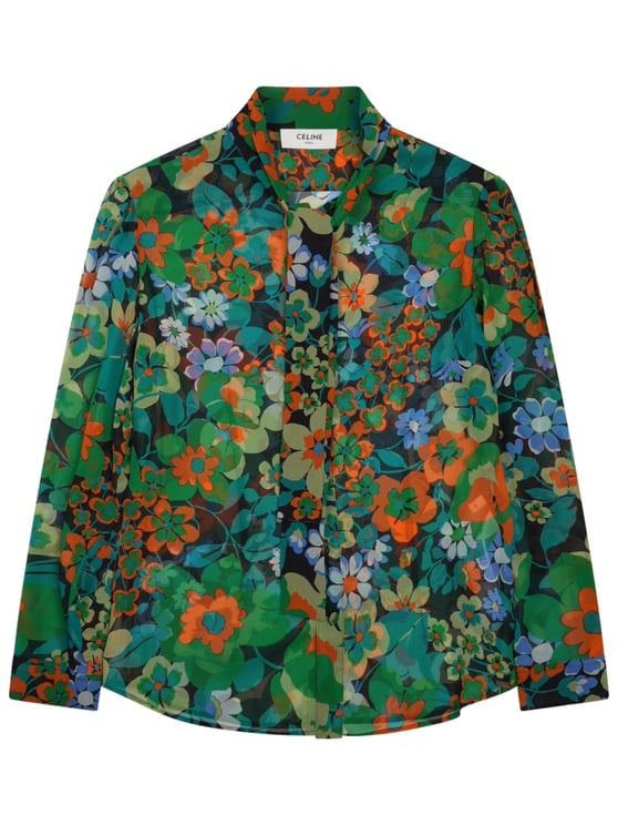 Celine Floral Pattern Silk Shirt