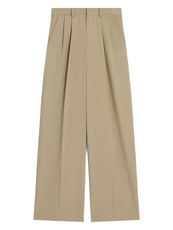 Celine Cream Cotton-Wool Straight-Leg Pants