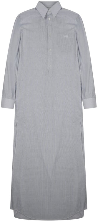 Celine Classic Collar Midi Shirt Dress With Side Slits
