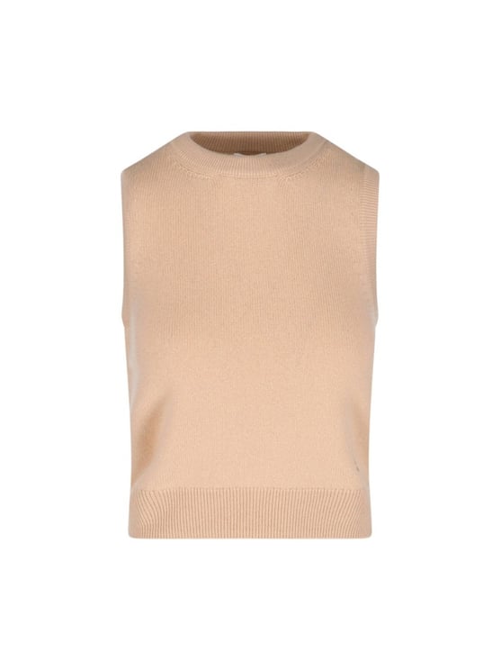 Celine Cashmere Tank Top With Ribbed Finishes And Straight Hem