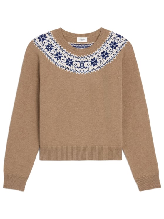 Celine Navy Fair Isle Cashmere Sweater