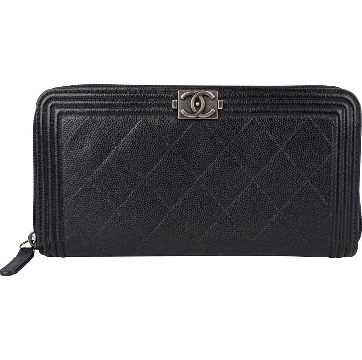 Chanel Chanel Caviar Leather Quilted Small Boy Zip Around Wallet