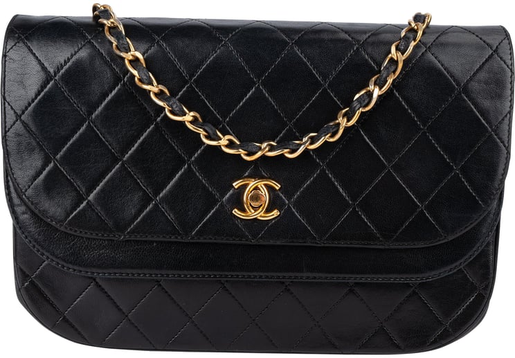 Chanel Chanel Quilted Lambskin 24K Gold Half Moon Double Flap Shoulder Bag
