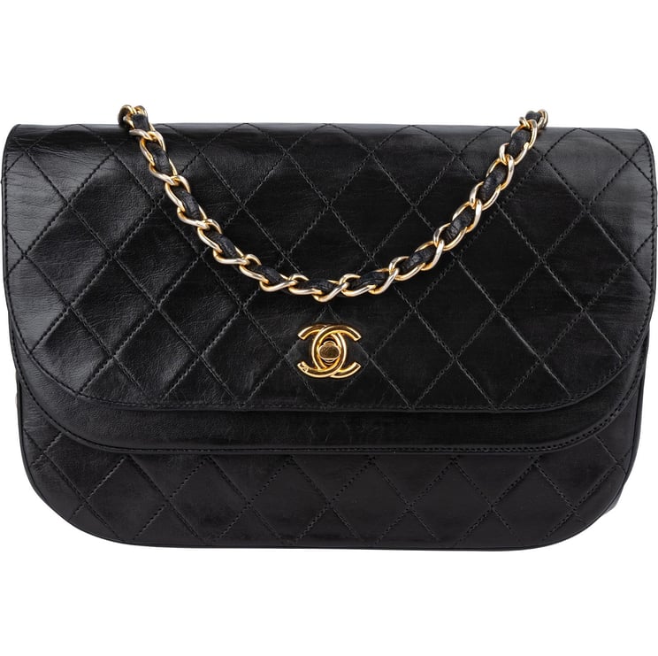 Chanel Chanel Quilted Lambskin 24K Gold Half Moon Single Flap Shoulder Bag