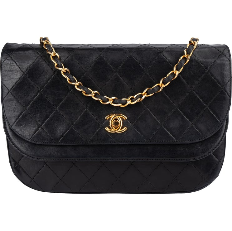 Chanel Chanel Quilted Lambskin 24K Gold Half Moon Single Flap Shoulder Bag