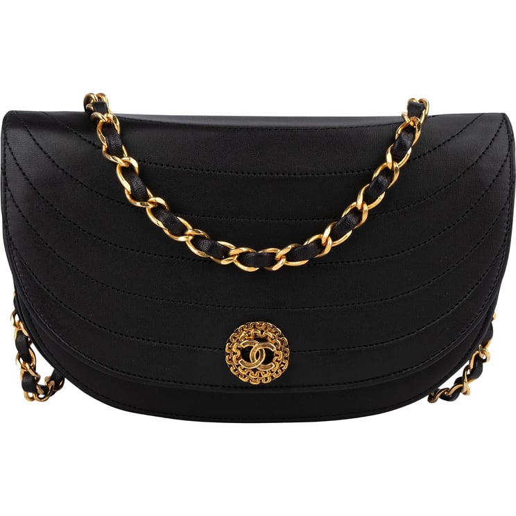 Chanel Chanel Chevron Lambskin Half Moon Single Flap Crossbody Bag
