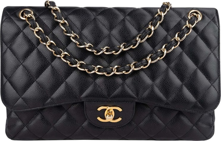 Chanel Chanel Quilted Caviar Leather Jumbo Double Flap Crossbody Bag